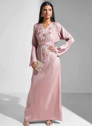 Embellished Belted Jalabiya 