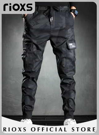 Men's Camouflage Casual Long Pants Elastic Waist Slim Fit Jogger Pants Fashionable Trendy Cargo Pants 