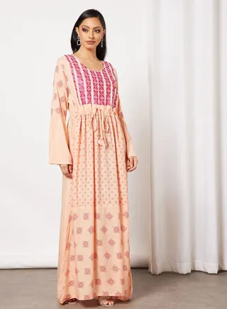 Drawstring Waist Jalabiya Dress 