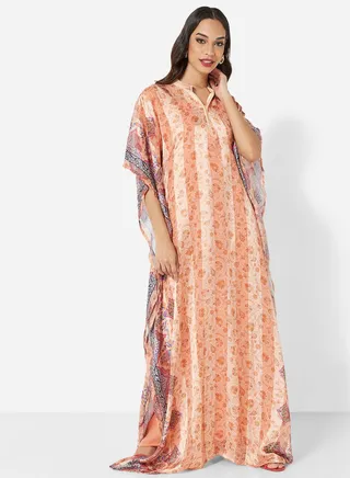 DIGITAL FLORAL PRINTED FARASHA JALABIYA PARTY DRESS 