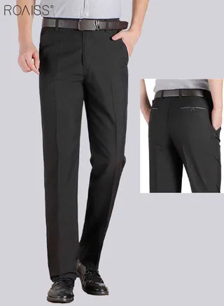 Men's Casual Linen Suit Pants Ice Silk Anti Wrinkle And Non Ironing Straight Leg Pants Lightweight And Breathable Summer Pants 