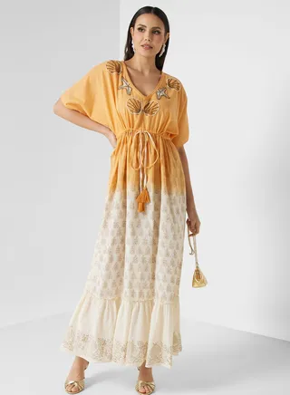 Embroidered Tiered Jalabiya