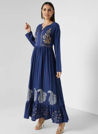 Embroidered Tiered Jalabiya