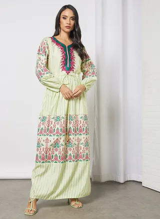 Tassel Detailed Embroidered Jalabiya 