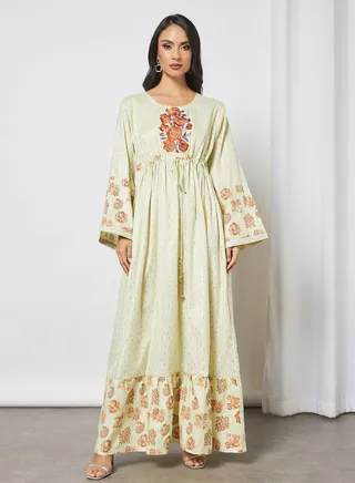Tassel Detailed Embroidered Jalabiya 