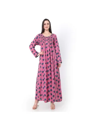 SMOKING DESIGN WITH BUTTONED RAYON BIG DOTS ARABIC JALABIYA KAFTAN 