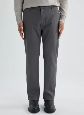 Regular Fit Zipper Pocket Gabardine Chino Pants 