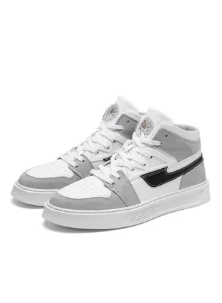 High top board shoes for men's thick soles, high rise sports shoes, casual mid top, versatile and trendy shoes 