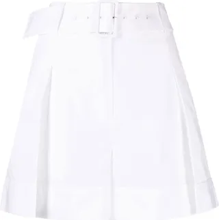 Pleat-Detail Belted Shorts