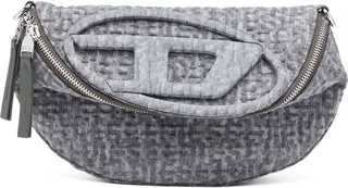 Embossed-Logo Denim Cross Body Bag