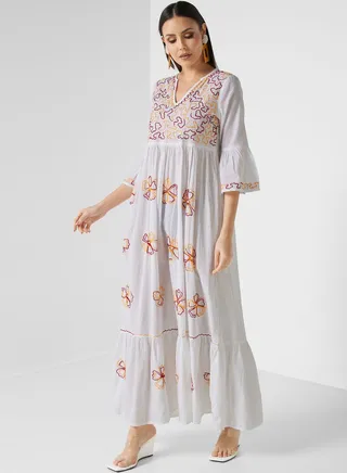 Embroidered Tiered Jalabiya 