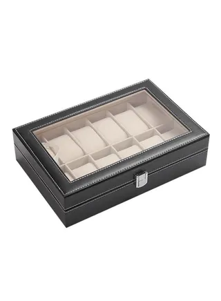 Men's 12 Compartments See Through Window Watch Box MWAF84 