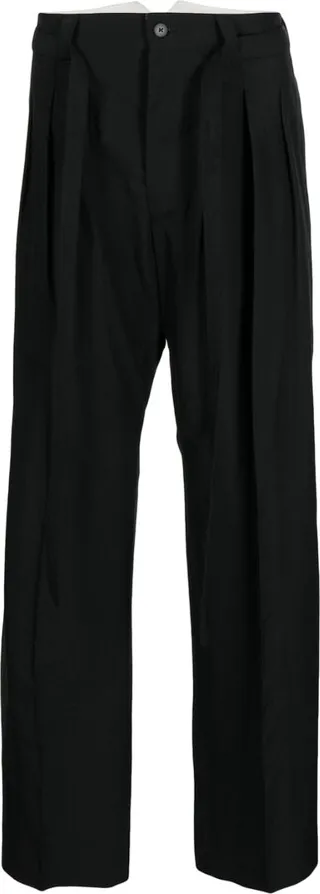 Pleated Straight-Leg Trousers