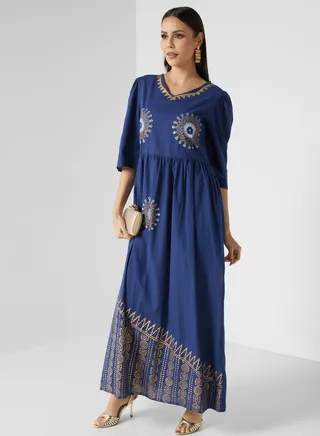 Embroidered Tiered Jalabiya 