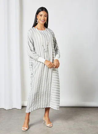 Ornament Striped Jalabiya Grey 
