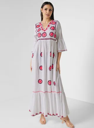 Embroidered Tiered Jalabiya