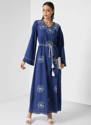 Embroidered Tiered Jalabiya 