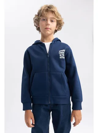 Boy Regular Fit Hooded Long Sleeve Knitted Cardigan 
