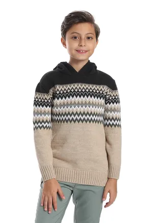 Wool Boys Pullover With Multi Design 