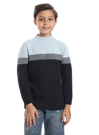 Wool Boys Pullover With Multi Design 