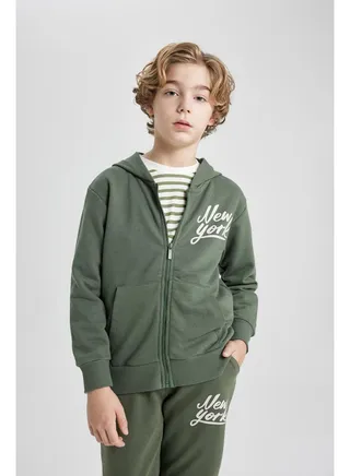 Boy Regular Fit Hooded Long Sleeve Knitted Cardigan / Bolero 