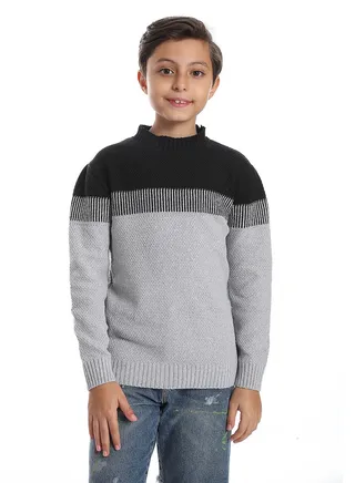 Wool Boys Pullover With Multi Design 