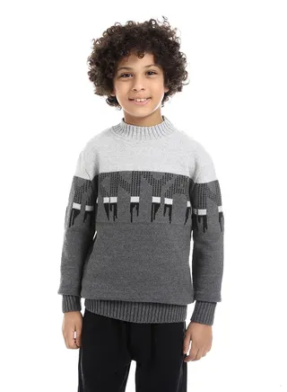 Wool Boys Pullover With Multi Design 