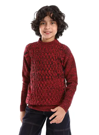 Wool Boys Pullover With Multi Design 