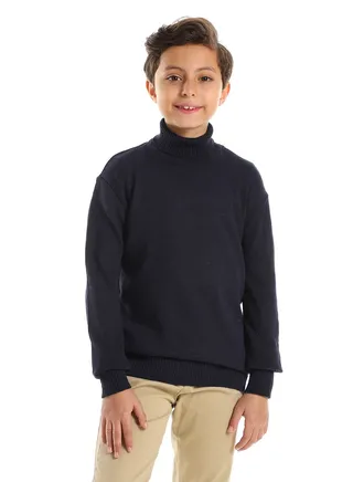 Boys Wool Pullover With  High Neck 