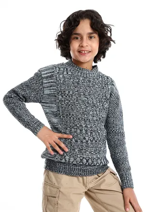Wool Boys Pullover With Multi Design 