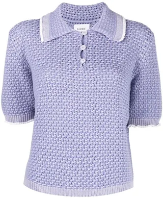 Short-Sleeve Crochet Polo Top