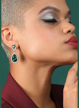 Silver Plated Designer Stone Party Drop Earring For Women