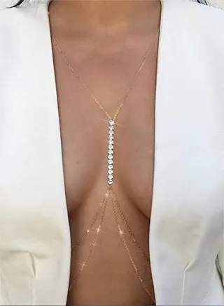 Fashionable Tassel Sparkling Rhinestone Body Chain Party Decoration Body Accessories 