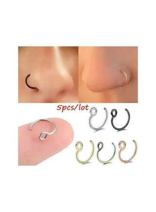 5pcs/lot Nose Ring Nose Piercing Stainless Steel Nose Ring Clip Multicolour 