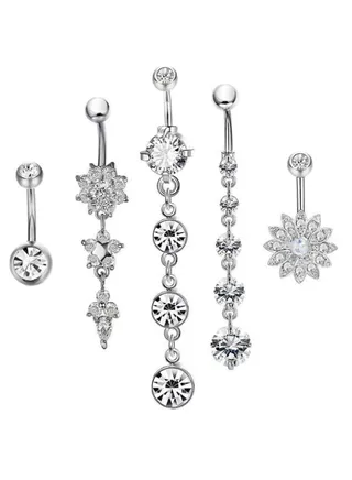 5-Piece Button Belly Ring Set 