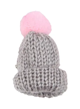 Knitted Hat Shaped Pom Pom Brooch Pin 