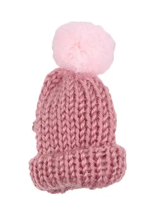 Knitted Hat Shaped Pom Pom Brooch Pin 