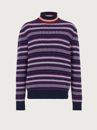 Ferragamo Men Jacquard multicolor turtleneck Multicolor