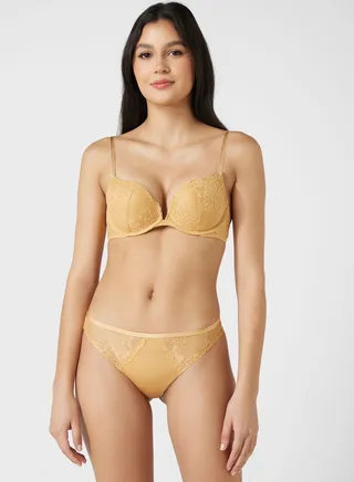 Lace Detail High Leg Brief 