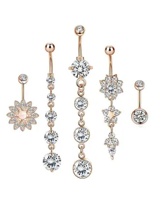 5-Piece Button Belly Ring Set 
