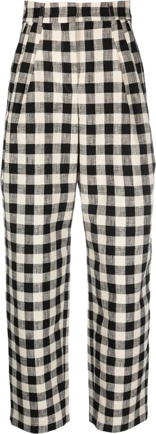 Checked High-Waisted Trousers