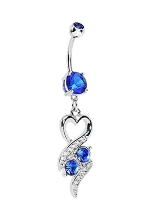 Surgical Steel Heart Rhinestone Studded Belly Ring 
