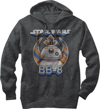 Men's Star Wars The Force Awakens BB-8 Droid Pull Over Hoodie - Charcoal Heather - 2X Large