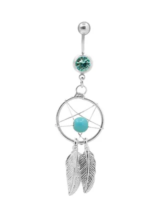 316L Surgical Steel Feather Bead Dangle Belly Button Ring 