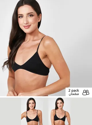 2 Pack Seamless Rib Triangle Bralette 