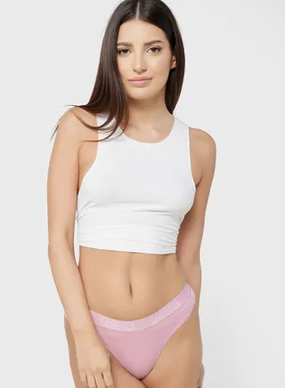 High Leg Logo Detail Thong 