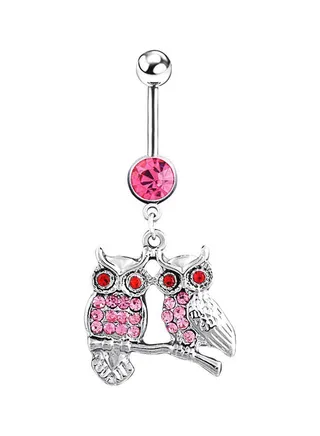 Stone Studded Owl Designed Dangle Belly Ring 