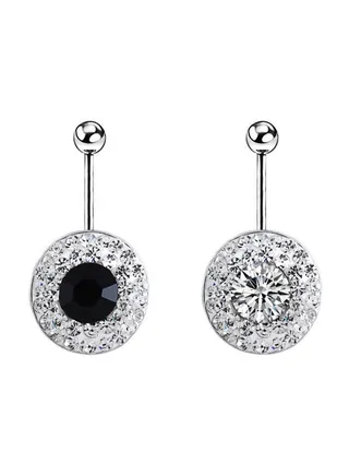 2-Piece Stone Studded Surgical Steel Belly Rings 