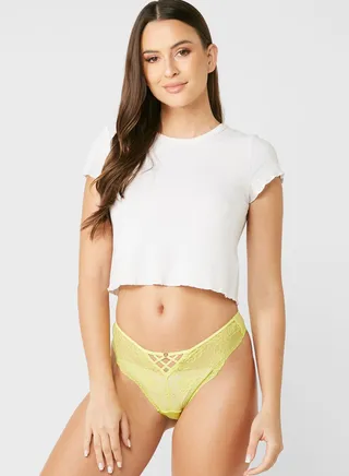 Lace Detail High Leg Brief 
