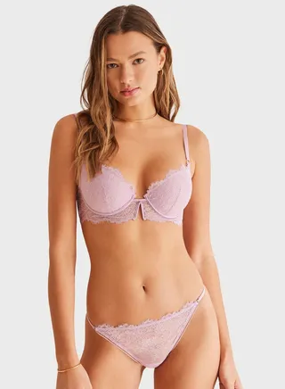 High Leg Lace Detail Brief 